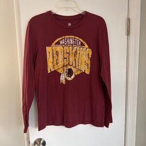 Washington Redskins Youth, XL Long Sleeve Burgundy T-Shirt With Distressed Logo